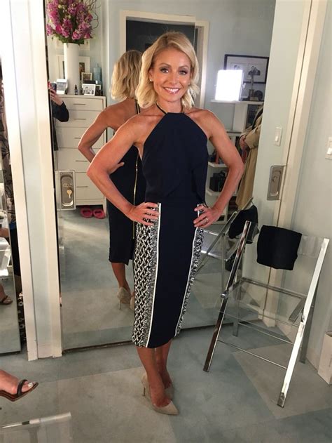 Kelly Ripa In A Navy Blue Roland Mouret Dress Kellys Fashion Finder