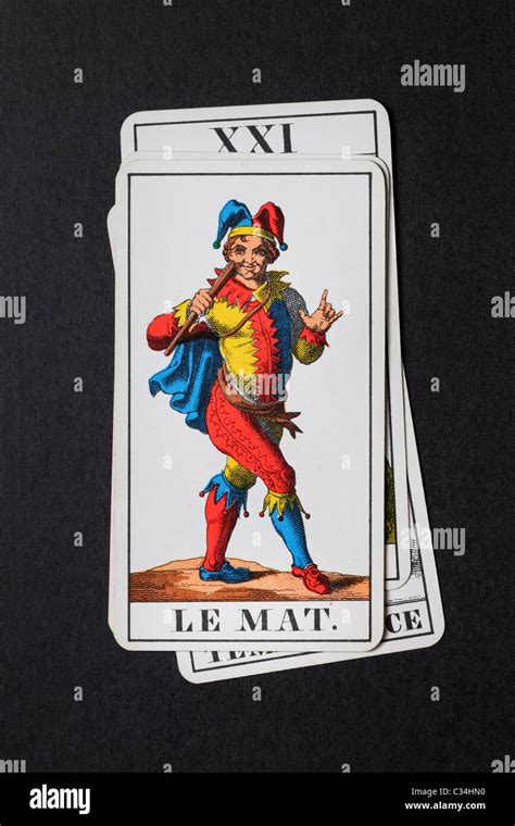 Tarot Cards Le Mat The Fool Joker Stock Photo Alamy