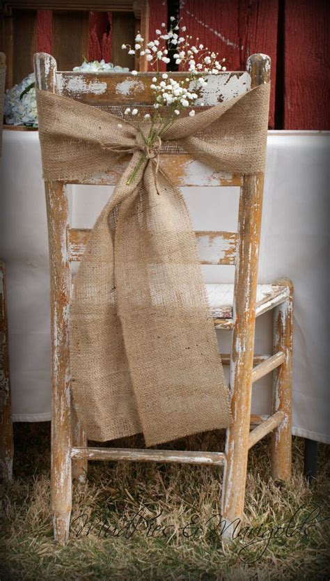 Set of 2 Burlap Chair Sashes, Rustic Wedding Decor