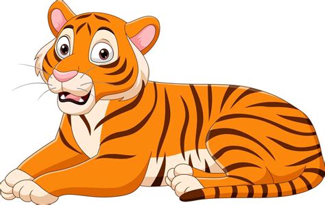 Tigre De Dibujos Animados Aislado Sobre Fondo Blanco Vector En