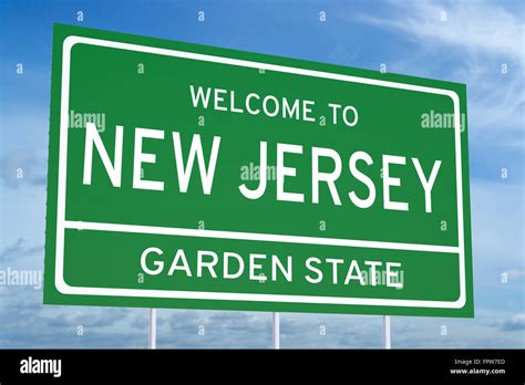 Welcome To New Jersey State Concept On Road Sign Stock Photo Alamy