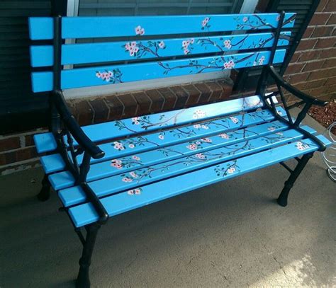 Diy Painted Park Bench Painted Cherry Blossoms Lowes Has Perfect Size