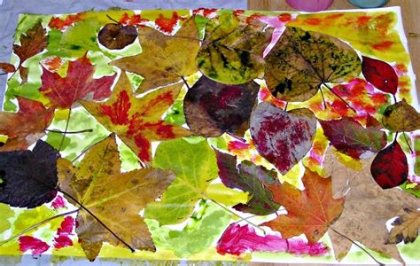Kids Process Art Project With Fall Leaves And Liquid