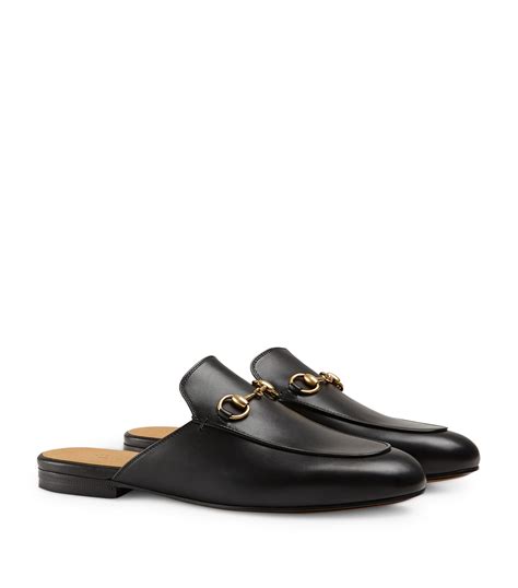 Gucci Black Leather Princetown Slippers Harrods Uk