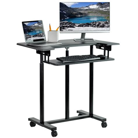 Buy VIVO Mobile Height Adjustable Stand Up Desk Cart With Sliding Keyboard Tray Online In India