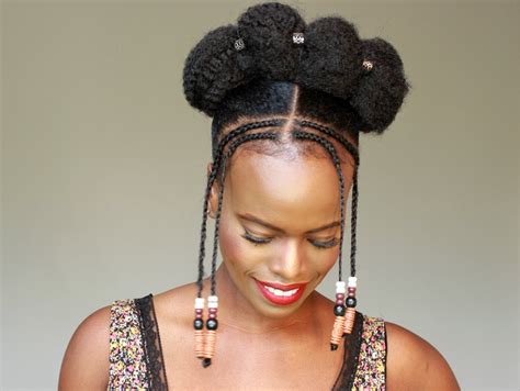 Tribal Braids Natural Hairstyle Updo With Hair Bun For Black Women