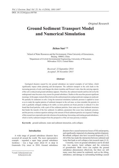 Pdf Ground Sediment Transport Model And Numerical Simulation