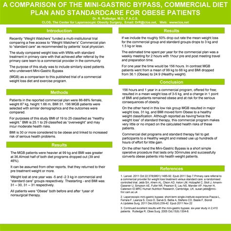 A Comparison Of The Mini Gastric Bypass Commercial Diet