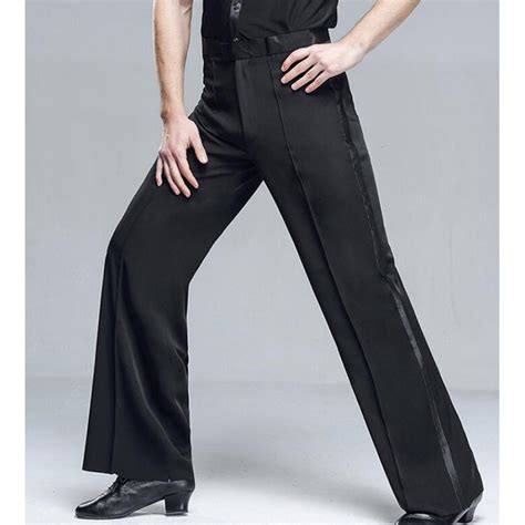 Custom Size Mens Latin Ballroom Dance Pants Black Side With Ribbon