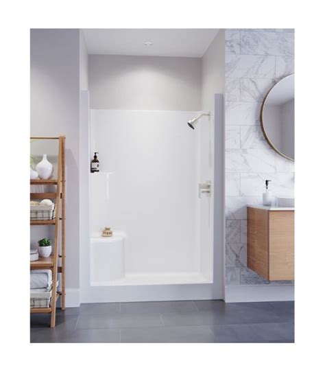 Aquatic 1483osl 48 X 34 X 72 Inch White 1 Piece Shower Base And Wall