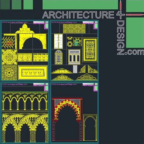 Islamic Architecture Ornament Motifs And Arches For Autocad Collection Islamic