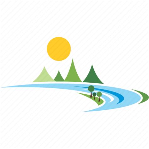 Landscape Logo Mountains River Icon Download On Iconfinder