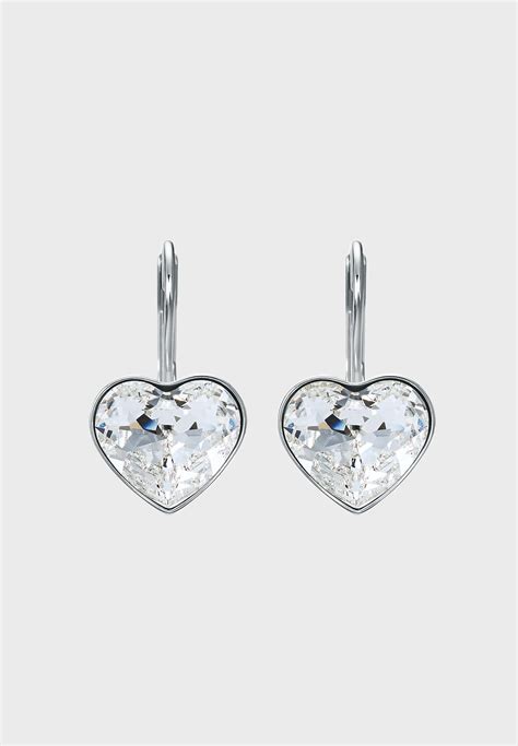 Buy Swarovski Silver Bella Heart Drop Earrings For Women In Mena Worldwide