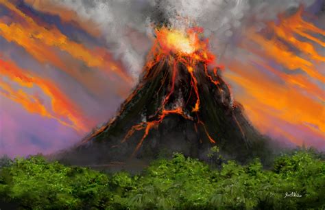 Realistic Volcano Eruption Drawing Drawn Volcano Realistic Pencil