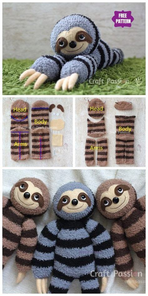 Diy Sock Sloth Free Sew Pattern And Tutorial Sewing Projects For
