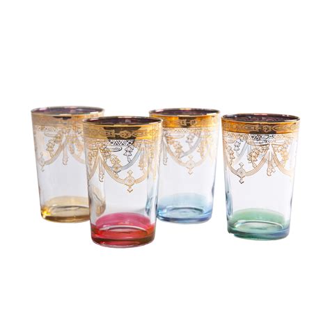 Set Of 4 Moroccan Tea Glasses Tea Glasses Golden Decor Tea