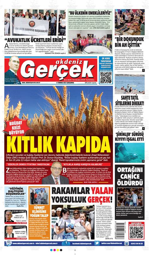 06 Temmuz 2022 tarihli Akdeniz Gerçek Gazete Manşetleri