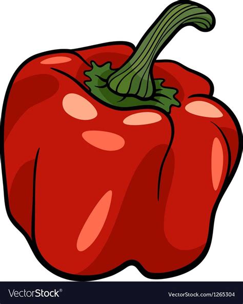 Cartoon Illustration Of Red Pepper Or Paprika Vegetable Food Object