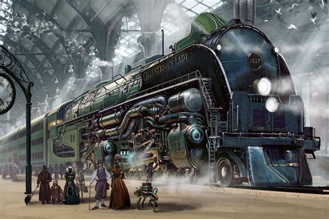 Massive Triple Decker Locomotive Awaiting Its Passengers Illustration