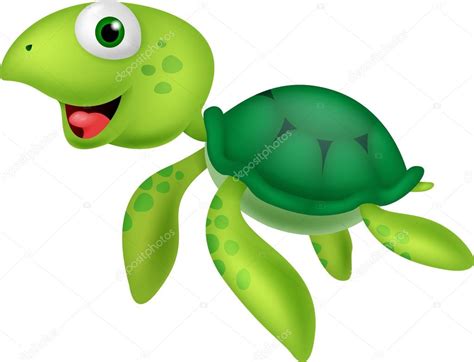 Cute Green Turtle Cartoon Stock Vector Image By ©tigatelu 27981915