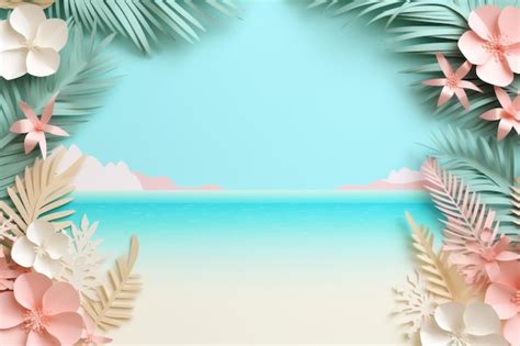Premium Ai Image Colorful Summer Time Background With Tropical Beach