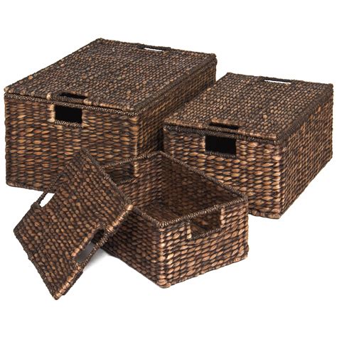 Best Choice Products Set Of 3 Water Hyacinth Woven Storage Basket