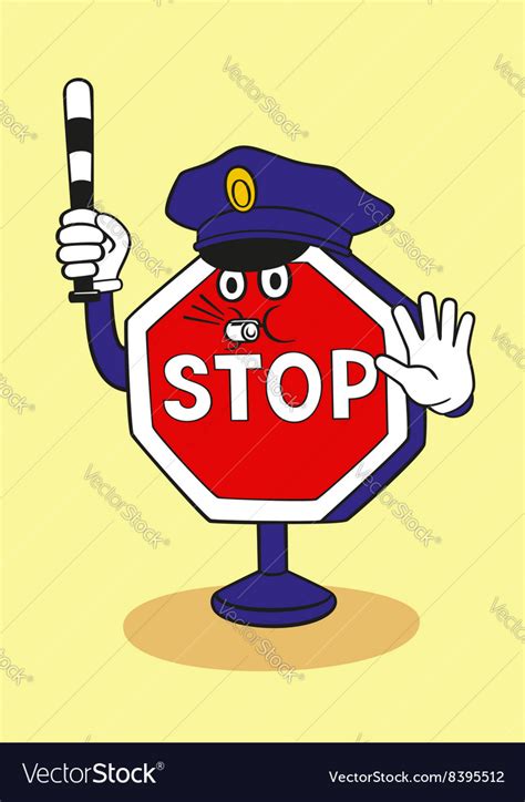 Cartoon Stop Sign As A Police Officer Royalty Free Vector