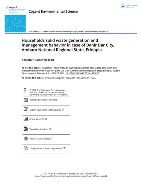 (PDF) Households solid waste generation and management behavior in case