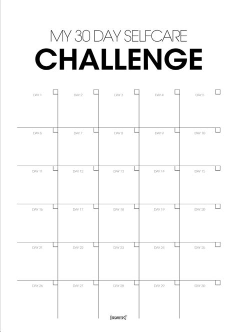 My 30 Days Selfcare Challenge Challenge Poster Organicers Organize