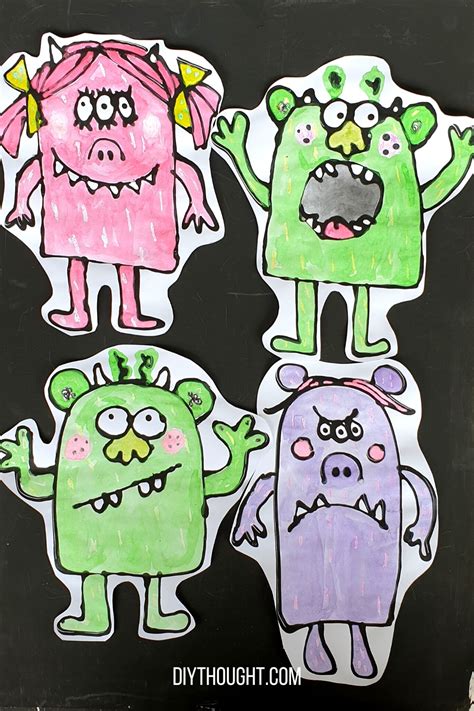 Black Glue Watercolor Monsters Diy Thought