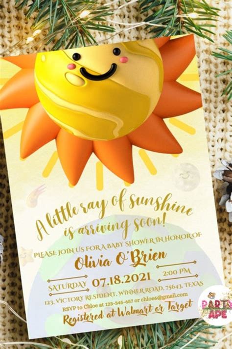 Baby Shower A Little Ray Of Sunshine Invitation Card