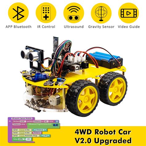 Lafvin 4wd Smart Robot Car Kit V2 For Arduino Robot Stem Graphical Pr