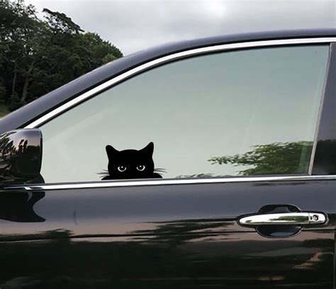 Black Cat Decal Black Cat Sticker Black Cat Peeking Decal Etsy