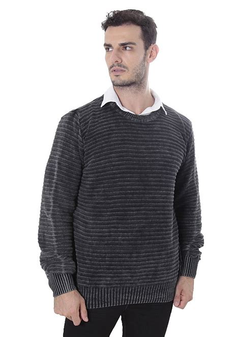 Suéter Tricot 3d Estonado Preto Connor Menswear Moda Masculina