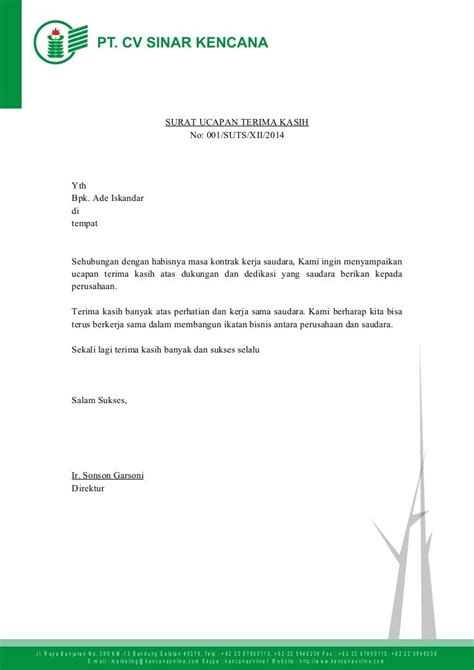 Surat Penghargaan Terima Kasih Penghargaan Contoh Surat Terima Kasih