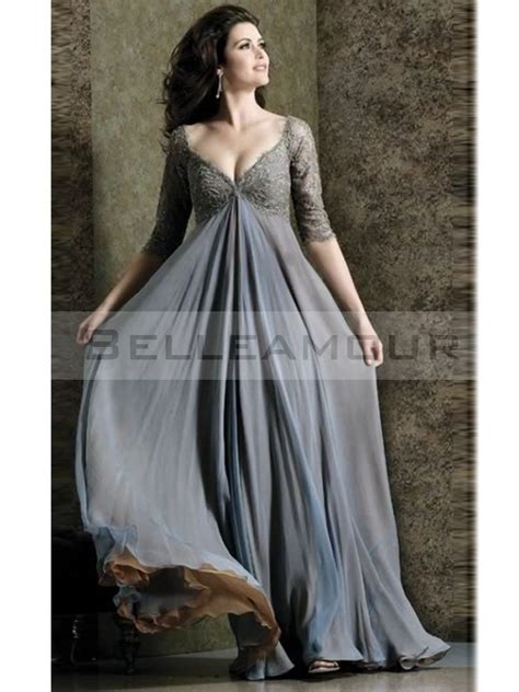 Peut être porté comme une robe de maternité aussi bien. Robe de soirée Grande Taille Col V Longue Mousseline ...