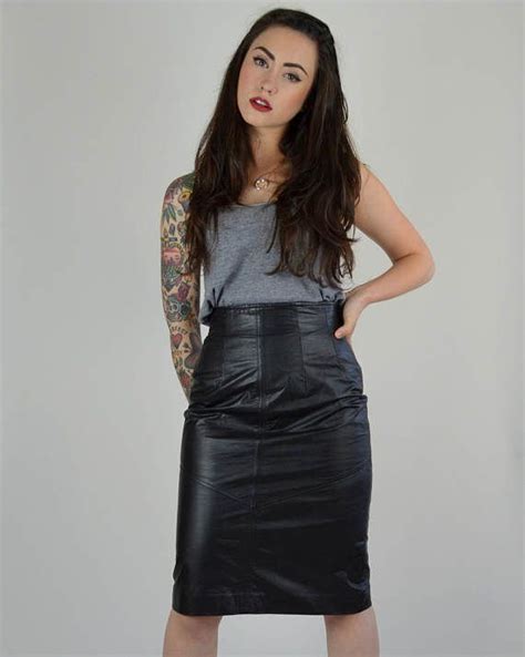 Gorgeous Vintage Leather Skirt The Perfect Tight 80s Pencil Fit Done