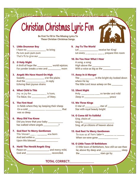 Free Christian Christmas Games Printables Each Printable Includes The
