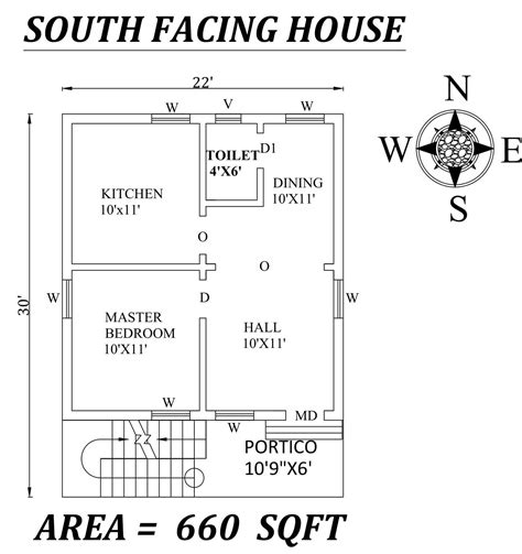 X South Facing Single Bhk House Plan As Per Vastu Shastra Autocad DWG File Details Cadbull