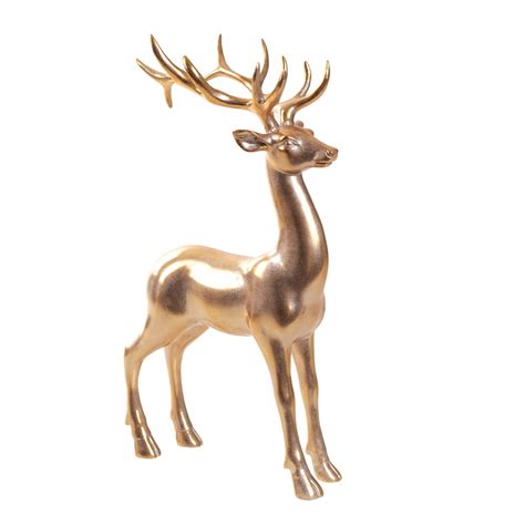 Celebrations Standing Deer Christmas Tabletop Decor Gold Polyresin 14
