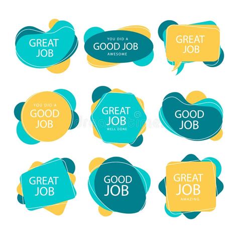 Flat Good Job And Great Job Stickers Vector Illustration Stock Vector