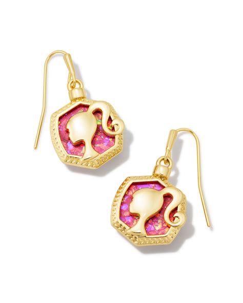 Barbie™ X Kendra Scott Gold Drop Earrings In Pink Iridescent Glitter