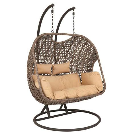 Brafab 2 person double swing chair hanging egg chair rattan wicker hammock with stand and cushion aluminum frame grey cushion 4 8 out of 5 stars 6. RATTAN DOUBLE SWINGING EGG CHAIR HANGING CUSHION GARDEN ...