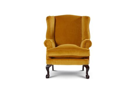 Delcors Georgian Wing Armchair In Mustard Antique Dining Chairs