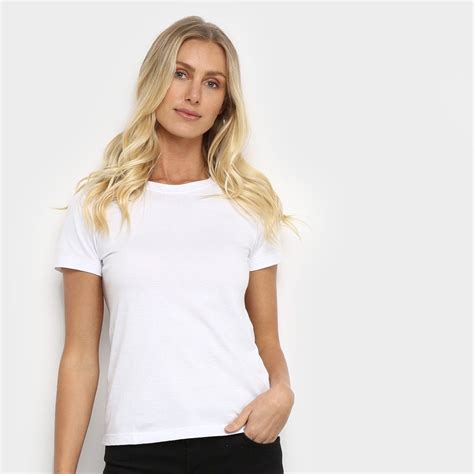 Camiseta Hering Básica Feminina Branco Netshoes Em 2023 Feminino