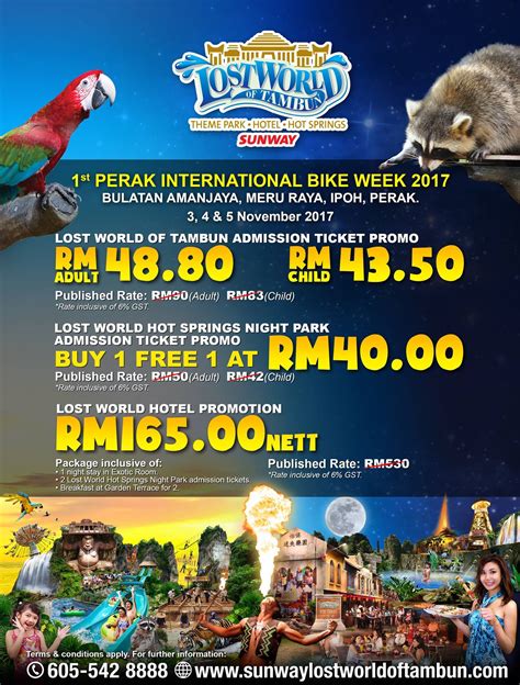 Access to water park, amusement park, tiger valley, tin valley, petting zoo and hot springs & spa. Ride on our latest promotion in... - Sunway Lost World Of ...