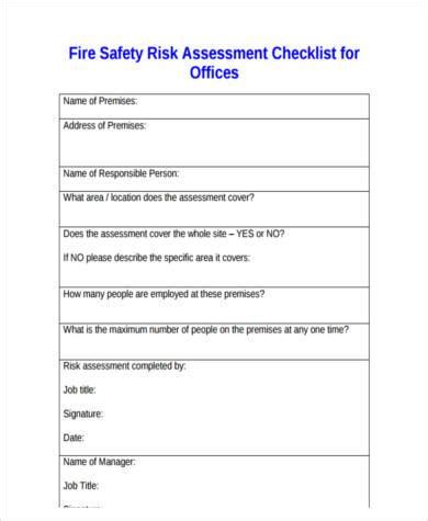 FREE 10 Sample Fire Risk Assessment Forms In PDF MS Word Excel 11904