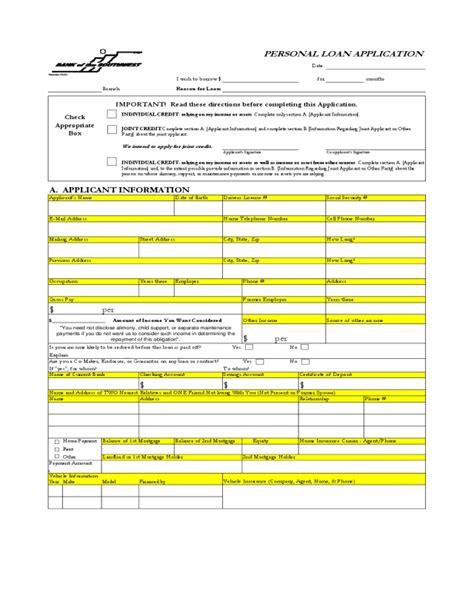 2022 Personal Loan Application Form Fillable Printable Pdf Amp Forms