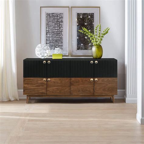 Modern Sideboard Buffet Wood With Black Details Unique Mid Century