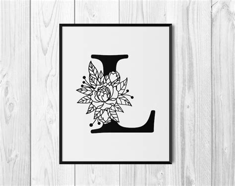 Floral Alphabet Letter L Svg Flower Monogram Clip Art Etsy